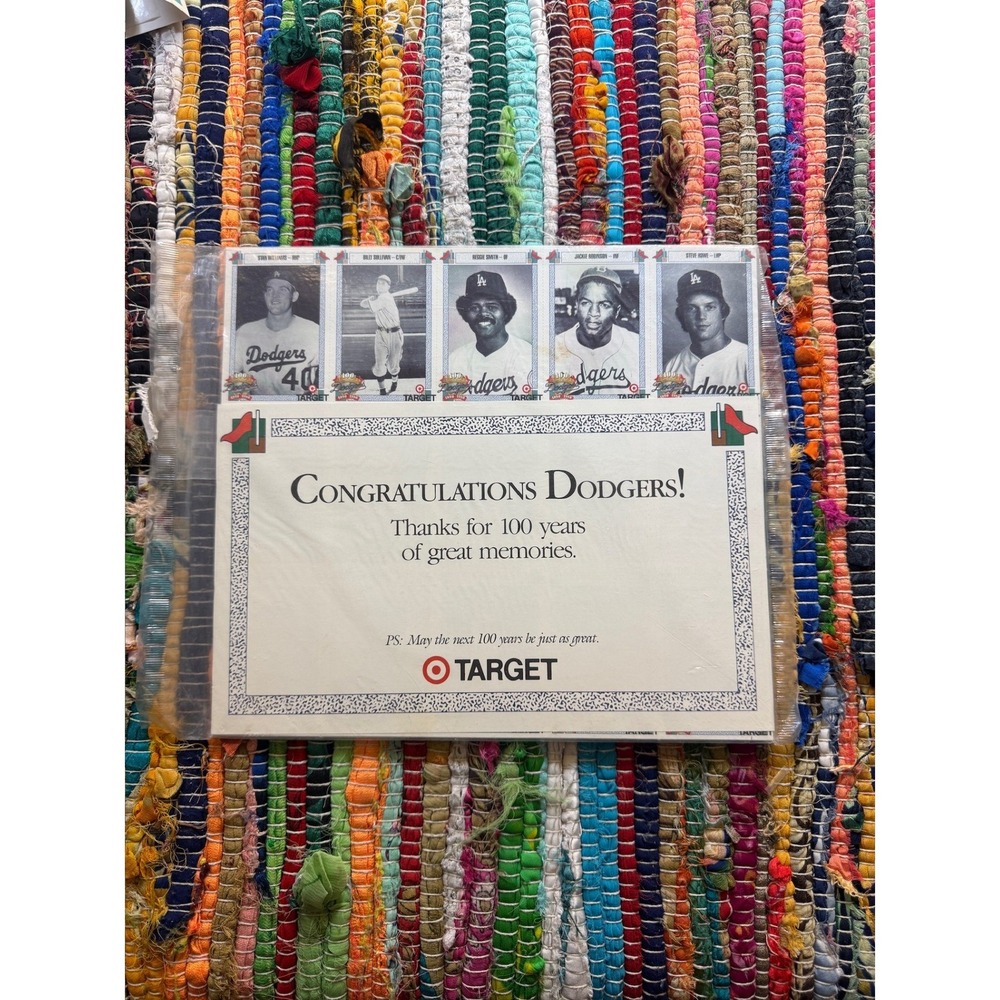 Target Dodgers Baseball Card Sheet Unisex OS Multi Excellent 100th Anniversary